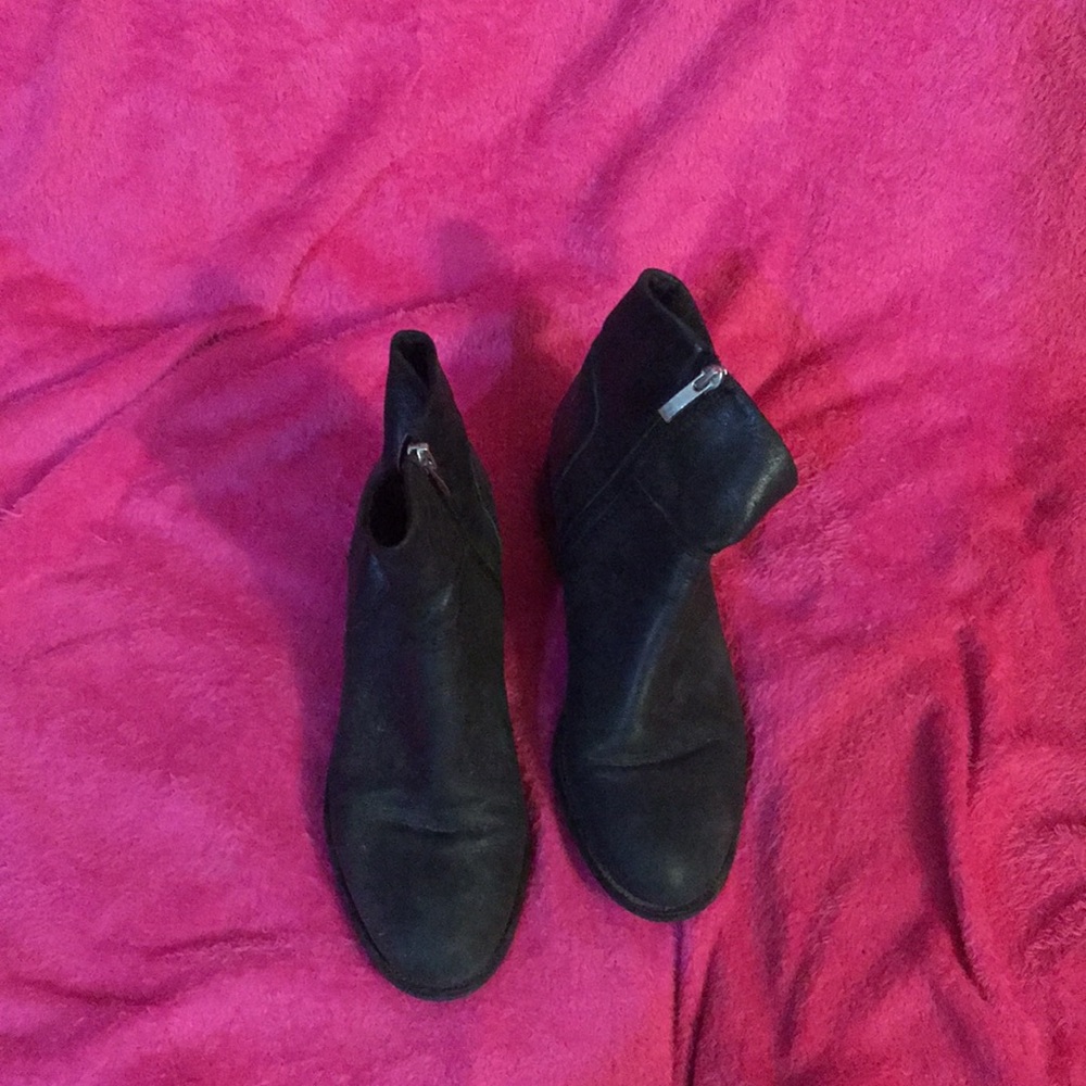 Franco Sarto Black Suede Ankle Booties with Side Zip